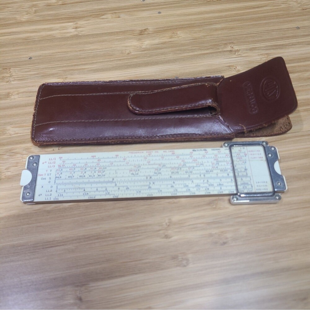 RARE Frederick Post 1461 Versalog Slide Rule Leather Case Hemmi Japan